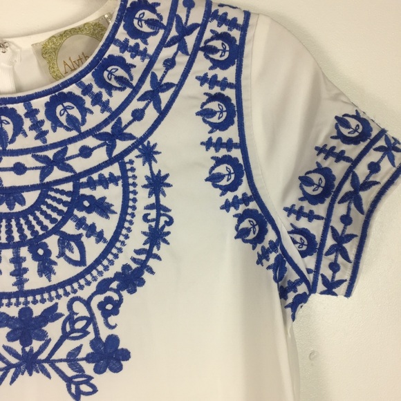 Alythea White Embroidery Sheath Mini Dress B6 - Picture 8 of 8